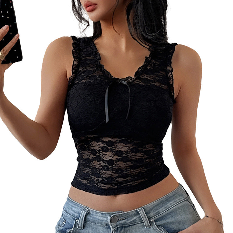 European and American sexy slim lace vest